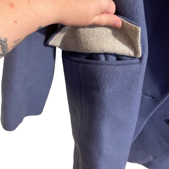 ETCH Wool Blend Blue Heavy Winter Pea Coat - Picture 5 of 16
